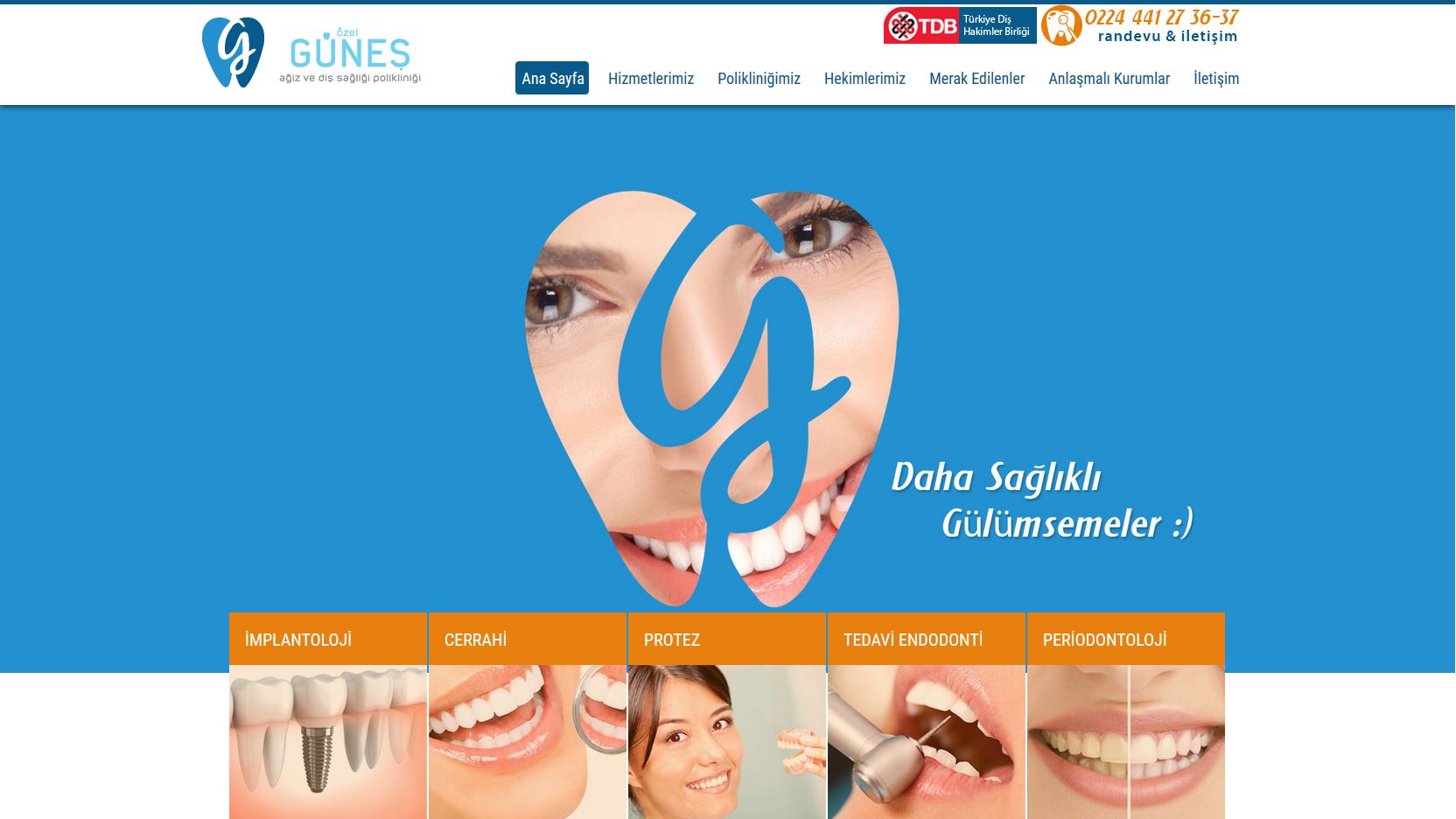 Web Site Tasarımı  Bursa Güneş Ağız ve diş Sağlığı