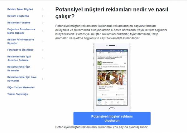 Facebook potansiyel müşteri bulma reklam aracı