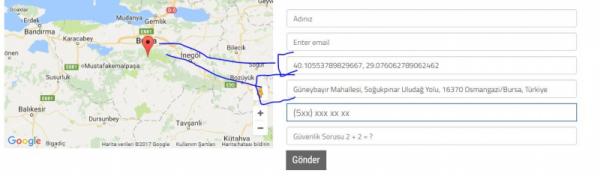 Google haritası üstünde konum ve adres seçtirmek ( map harita konum imleç ) 